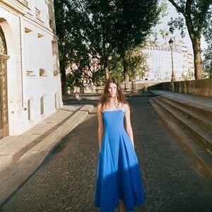 Zara Cornflower Blue Poplin Midi Dress - NWT - S 3152/217/429